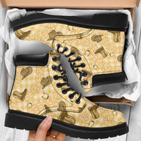 Yellow Palaka Hawaii Cowboy All Season Boots Puakenikeni Lei Paniolo Papale Seamless Vibes LT14 Yellow - Polynesian Pride