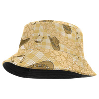 Yellow Palaka Hawaii Cowboy Bucket Hat Puakenikeni Lei Paniolo Papale Seamless Vibes LT14 One Size Yellow - Polynesian Pride