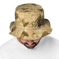 Yellow Palaka Hawaii Cowboy Bucket Hat Puakenikeni Lei Paniolo Papale Seamless Vibes LT14 - Polynesian Pride