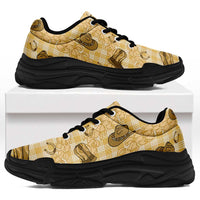 Yellow Palaka Hawaii Cowboy Chunky Sneakers Puakenikeni Lei Paniolo Papale Seamless Vibes LT14 Yellow - Polynesian Pride