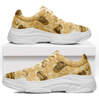 Yellow Palaka Hawaii Cowboy Chunky Sneakers Puakenikeni Lei Paniolo Papale Seamless Vibes LT14 Yellow - Polynesian Pride