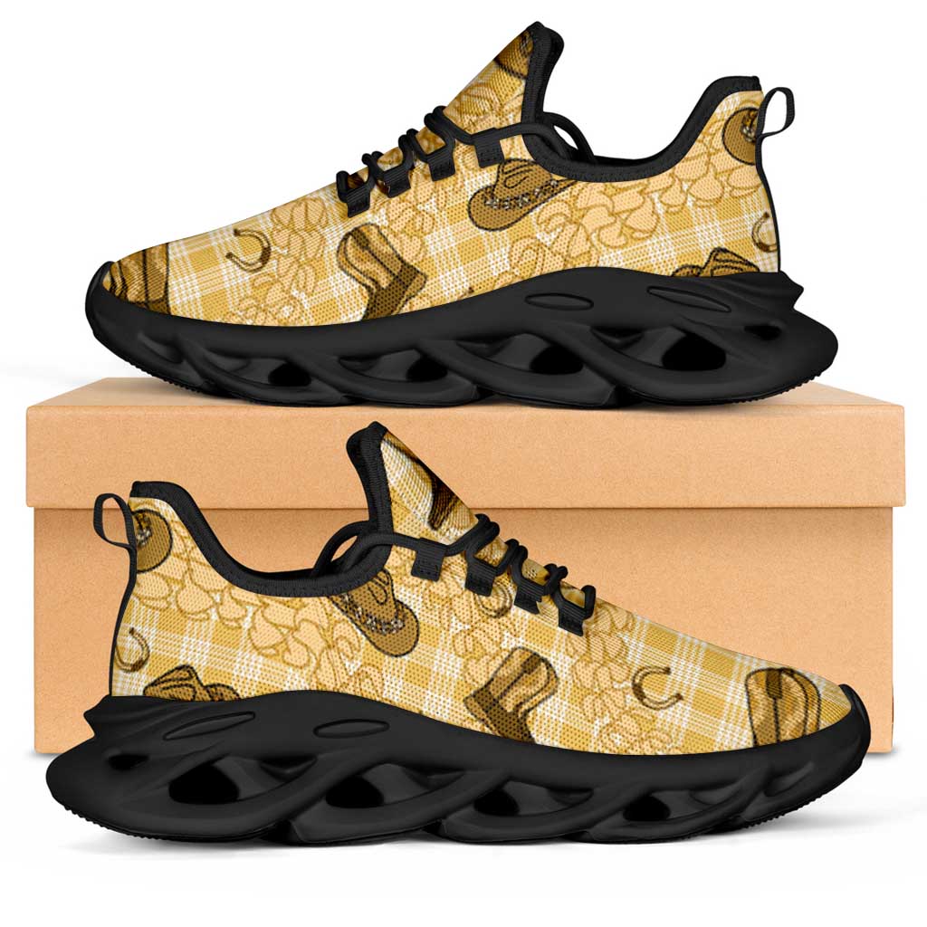 Yellow Palaka Hawaii Cowboy Clunky Sneakers Puakenikeni Lei Paniolo Papale Seamless Vibes LT14 Yellow - Polynesian Pride