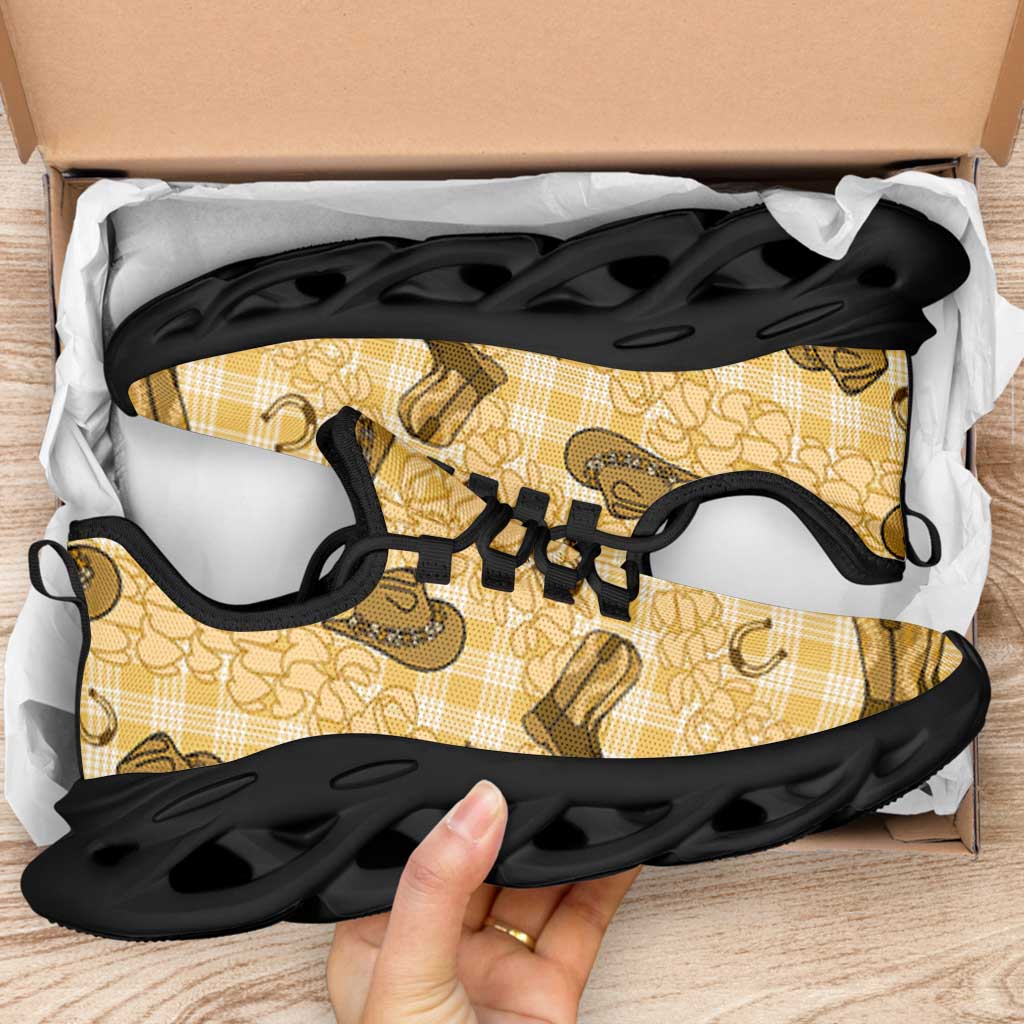Yellow Palaka Hawaii Cowboy Clunky Sneakers Puakenikeni Lei Paniolo Papale Seamless Vibes LT14 - Polynesian Pride