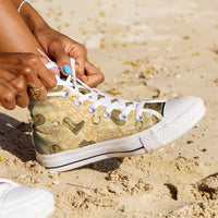 Yellow Palaka Hawaii Cowboy High Top Shoes Puakenikeni Lei Paniolo Papale Seamless Vibes LT14 - Polynesian Pride