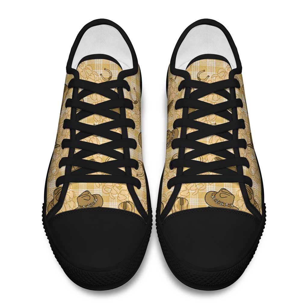 Yellow Palaka Hawaii Cowboy Low Top Shoes Puakenikeni Lei Paniolo Papale Seamless Vibes LT14 - Polynesian Pride