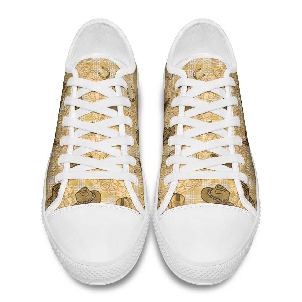 Yellow Palaka Hawaii Cowboy Low Top Shoes Puakenikeni Lei Paniolo Papale Seamless Vibes LT14 - Polynesian Pride