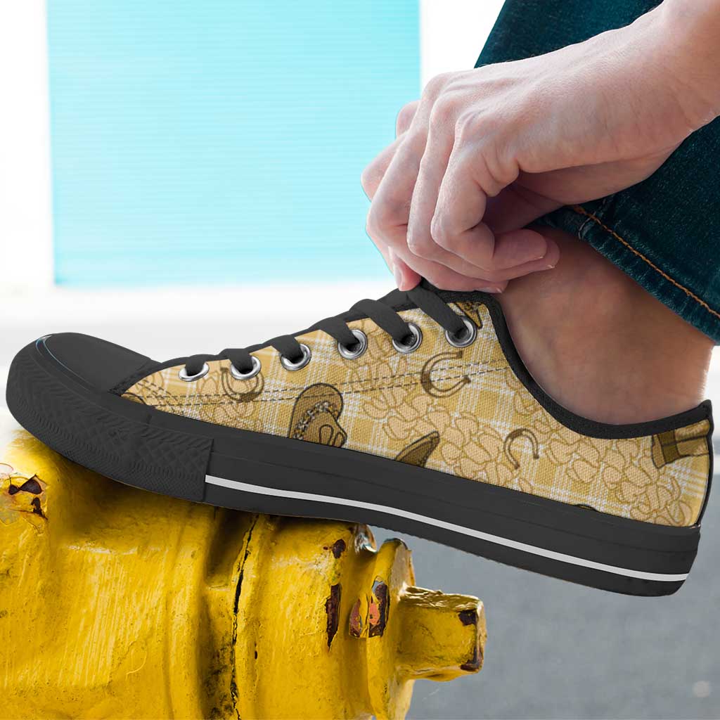 Yellow Palaka Hawaii Cowboy Low Top Shoes Puakenikeni Lei Paniolo Papale Seamless Vibes LT14 - Polynesian Pride
