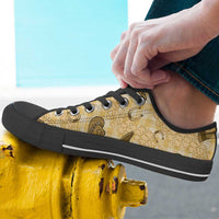 Yellow Palaka Hawaii Cowboy Low Top Shoes Puakenikeni Lei Paniolo Papale Seamless Vibes LT14 - Polynesian Pride