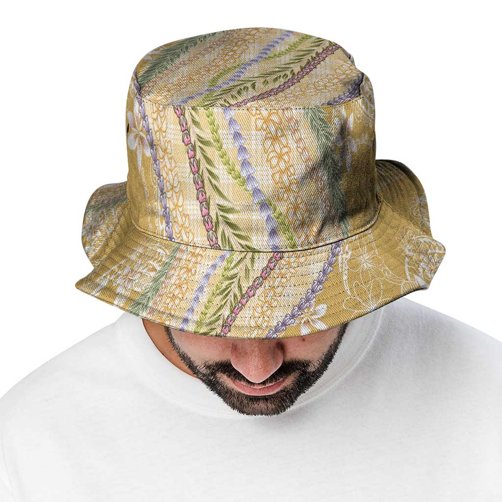 Yellow Palaka Hawaii Leis Bucket Hat Hawaiian-plaid Elegant Tropical Vibes - Polynesian Pride