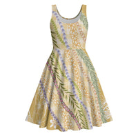 Yellow Palaka Hawaii Leis Midi Dress Hawaiian-plaid Elegant Tropical Vibes LT14 Yellow - Polynesian Pride