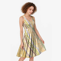Yellow Palaka Hawaii Leis Midi Dress Hawaiian-plaid Elegant Tropical Vibes LT14 - Polynesian Pride