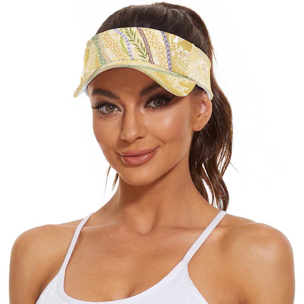 Yellow Palaka Hawaii Leis Sun Visor Cap Hawaiian-plaid Elegant Tropical Vibes