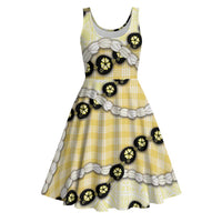 Yellow Palaka Hawaii Midi Dress Kukui Nut Pikake Lei Hawaiian Tapa Pattern LT14 Yellow - Polynesian Pride