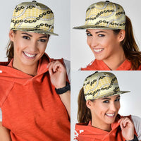 Yellow Palaka Hawaii Snapback Cap Kukui Nut Pikake Lei Hawaiian Tapa Pattern LT14 - Polynesian Pride