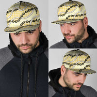 Yellow Palaka Hawaii Snapback Cap Kukui Nut Pikake Lei Hawaiian Tapa Pattern LT14 - Polynesian Pride