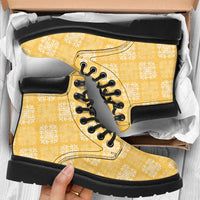 Yellow Palaka Quilt Hawaii All Season Boots Traditional Hawaii-plaid Pattern - Polynesian Pride