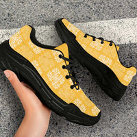 Yellow Palaka Quilt Hawaii Chunky Sneakers Traditional Hawaii-plaid Pattern LT14 - Polynesian Pride