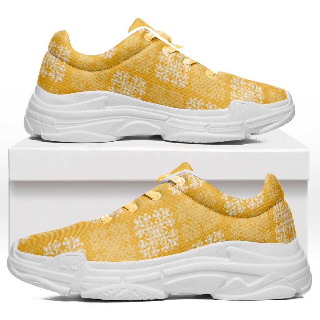 Yellow Palaka Quilt Hawaii Chunky Sneakers Traditional Hawaii-plaid Pattern LT14 Yellow - Polynesian Pride