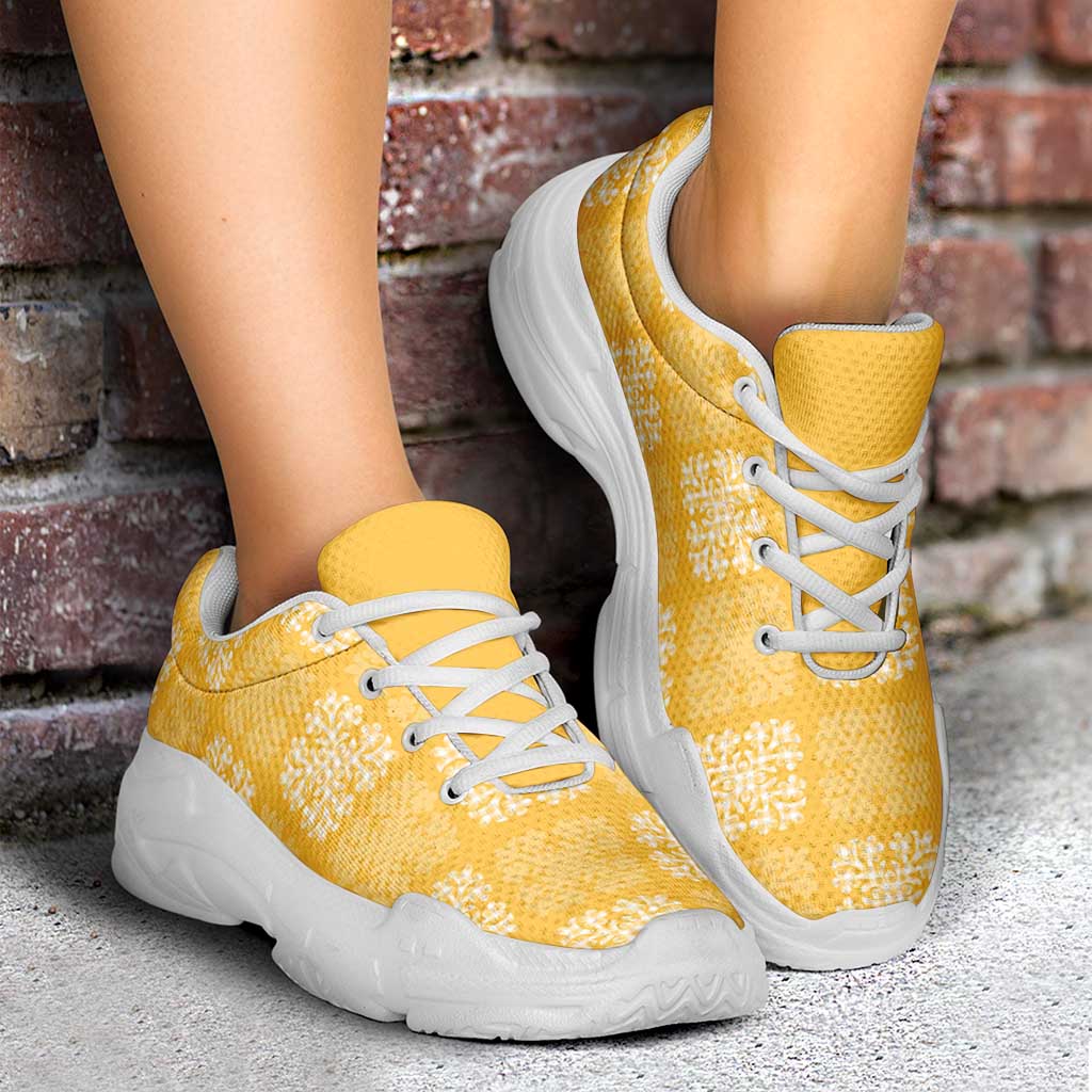 Yellow Palaka Quilt Hawaii Chunky Sneakers Traditional Hawaii-plaid Pattern LT14 - Polynesian Pride