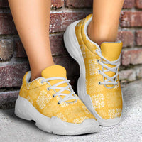Yellow Palaka Quilt Hawaii Chunky Sneakers Traditional Hawaii-plaid Pattern LT14 - Polynesian Pride