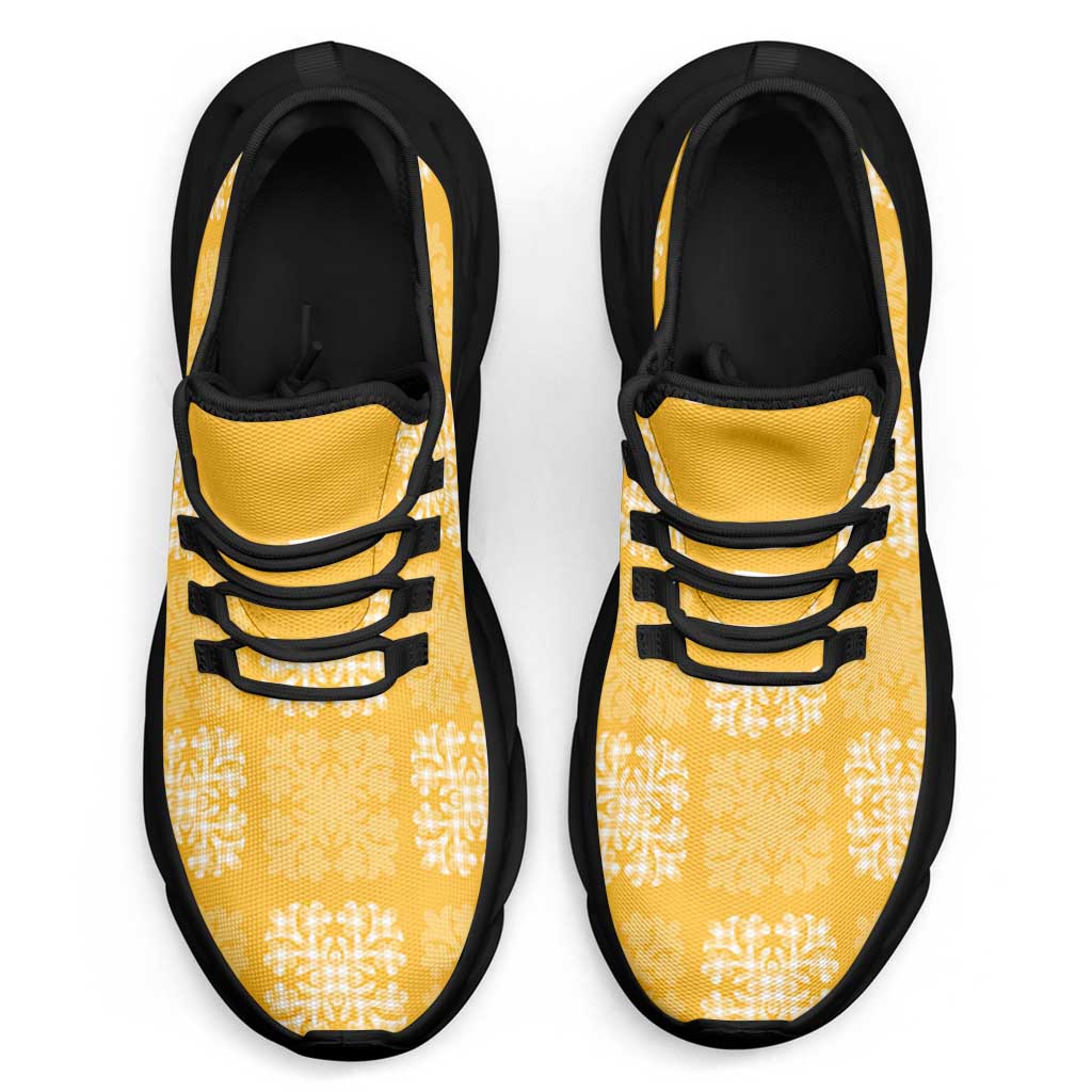 Yellow Palaka Quilt Hawaii Clunky Sneakers Traditional Hawaii-plaid Pattern LT14 - Polynesian Pride