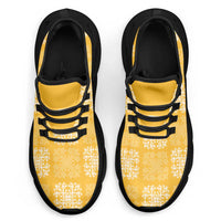 Yellow Palaka Quilt Hawaii Clunky Sneakers Traditional Hawaii-plaid Pattern LT14 - Polynesian Pride