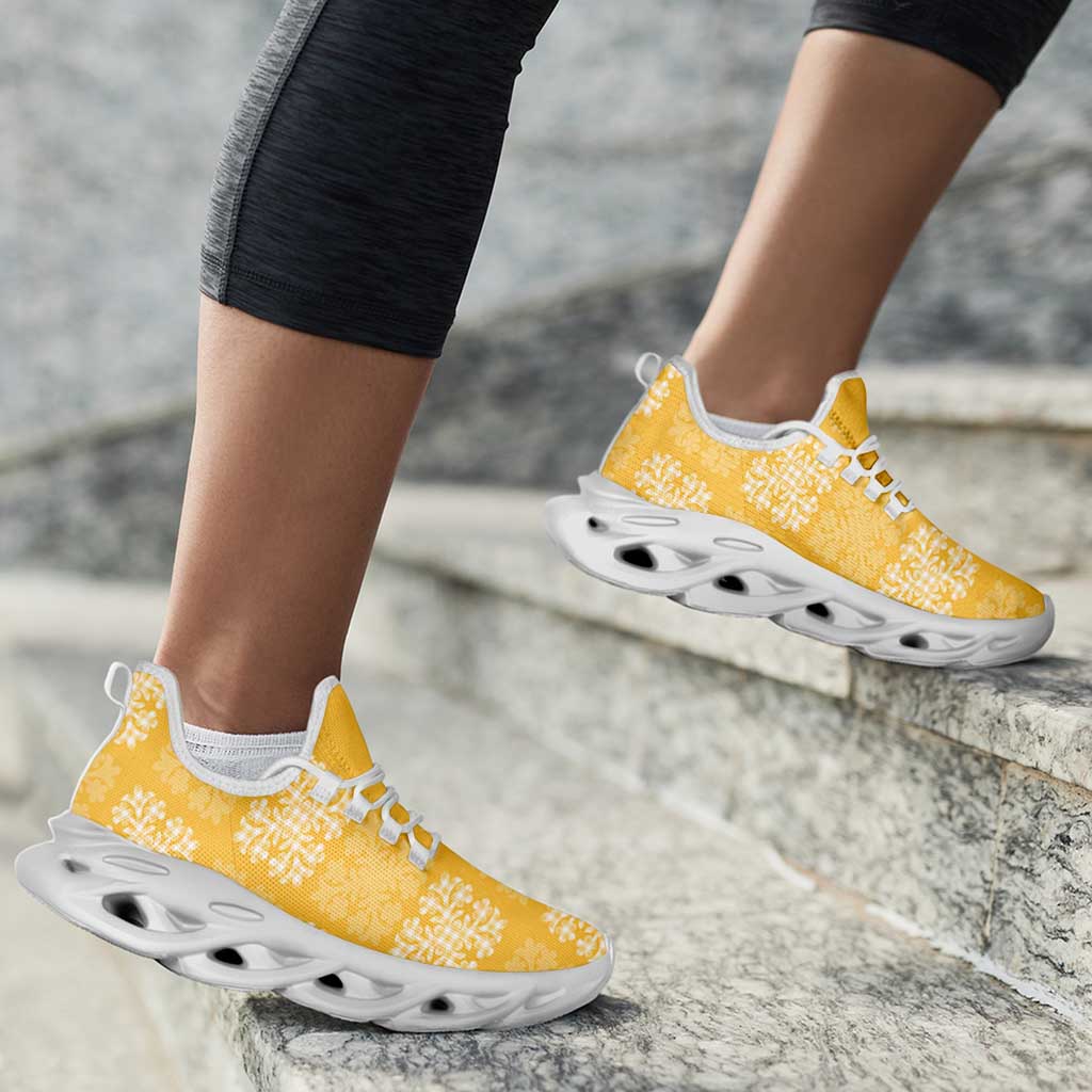 Yellow Palaka Quilt Hawaii Clunky Sneakers Traditional Hawaii-plaid Pattern LT14 - Polynesian Pride