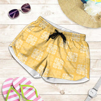 Yellow Palaka Quilt Hawaii Shorts for Women Traditional Hawaii-plaid Pattern LT14 Yellow - Polynesian Pride