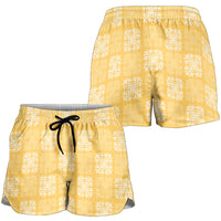Yellow Palaka Quilt Hawaii Shorts for Women Traditional Hawaii-plaid Pattern LT14 - Polynesian Pride