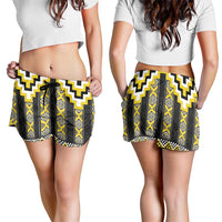 Yellow Taniko Aotearoa Shorts for Women Niho Taniwha Mix Poutama