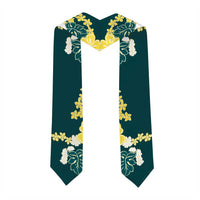 Yelow Teal Hibiscus Plumeria Floral Graduation Stole LT01 - Polynesian Pride