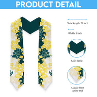 Yelow Teal Hibiscus Plumeria Floral Graduation Stole LT01 - Polynesian Pride