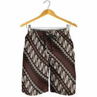 Yogyakarta Parang Batik Motifs Shorts for Men Indonesian Traditional Pattern