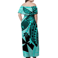 Wallis et Futuna Off Shoulder Long Dress Version Luxurious Blue LT13 - Polynesian Pride