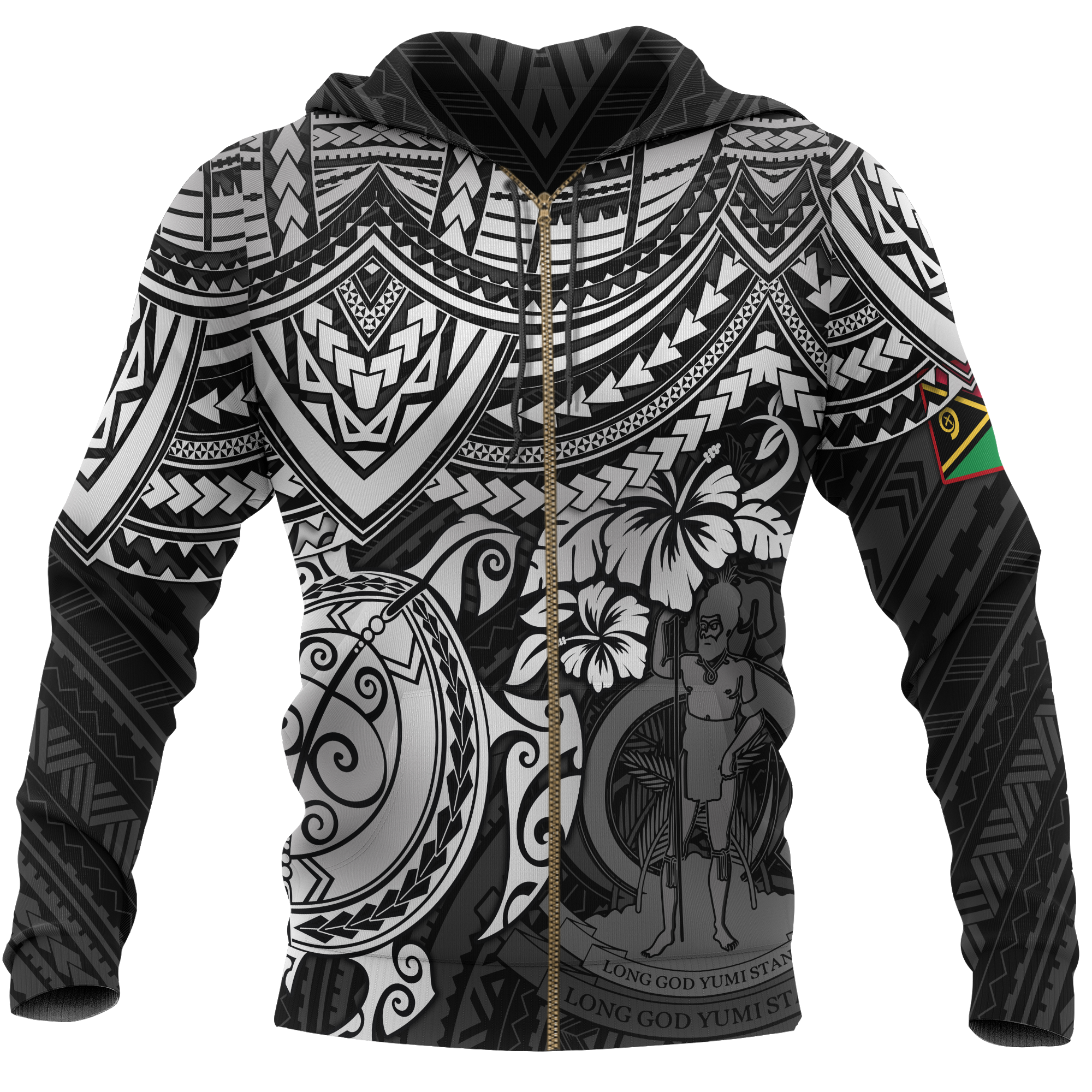 Vanuatu Polynesian Zip up Hoodie White Turtle Unisex WHITE - Polynesian Pride