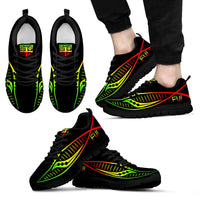 Fiji Sneakers - Fiji Flag Polynesian Knife Reggae Style Men's Sneakers - Black Sole - Polynesian Pride