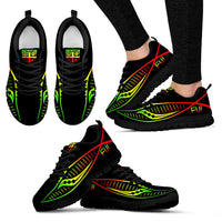 Fiji Sneakers - Fiji Flag Polynesian Knife Reggae Style Women's Sneakers - Black Sole - Polynesian Pride