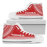 Tonga High Top Shoes - Polynesian Flag Chief Version Unisex White - Polynesian Pride