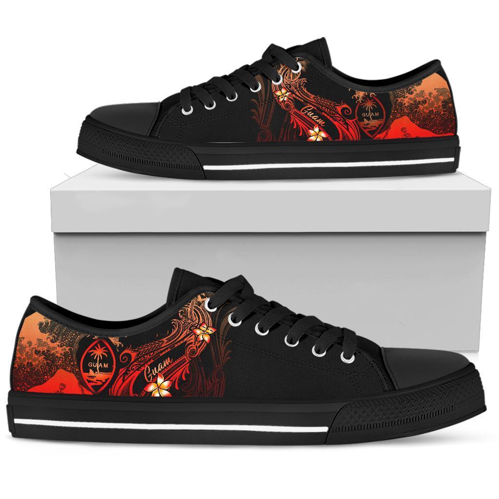 Guam Polynesian Low Top Shoe - Plumeria Flowers And Waves - Polynesian Pride