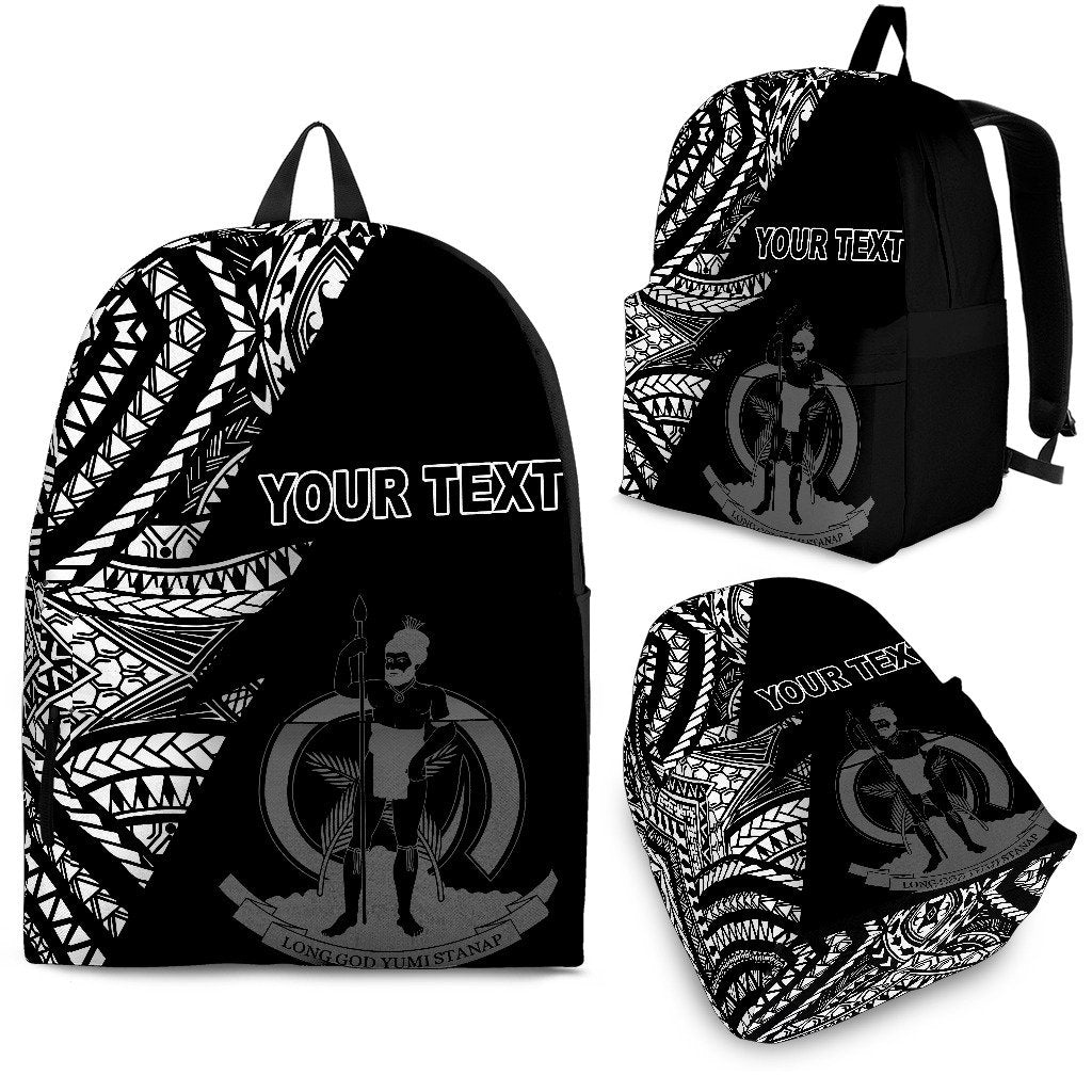 Vanuatu Custom Personalised Backpack Flash Black Black - Polynesian Pride