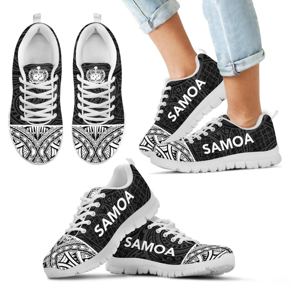 Samoa Sneakers - Samoa Coat Of Arms Polynesian Tattoo Black Style - Polynesian Pride