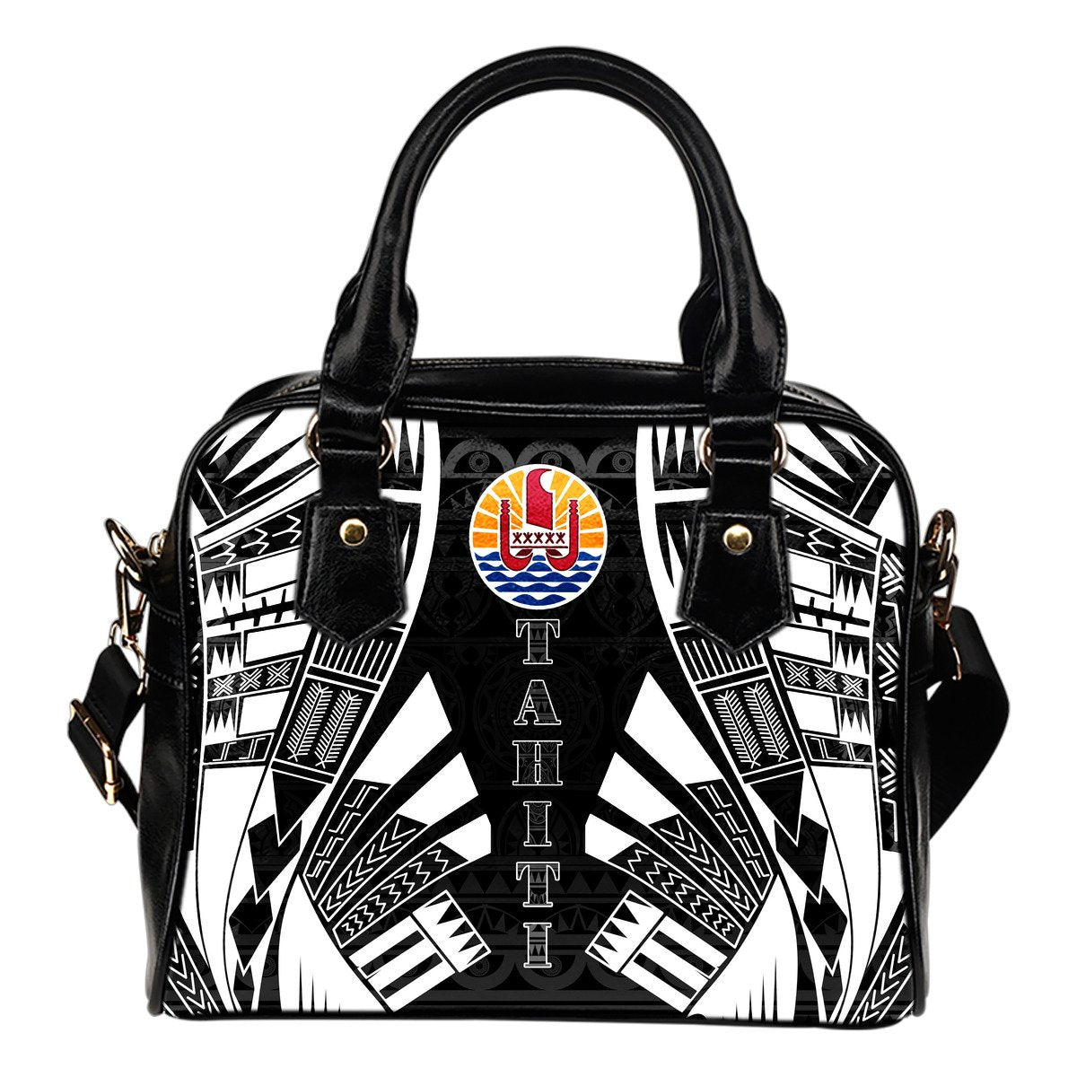 Tahiti Shoulder Handbag - Polynesian Tattoo Black One Size Black - Polynesian Pride