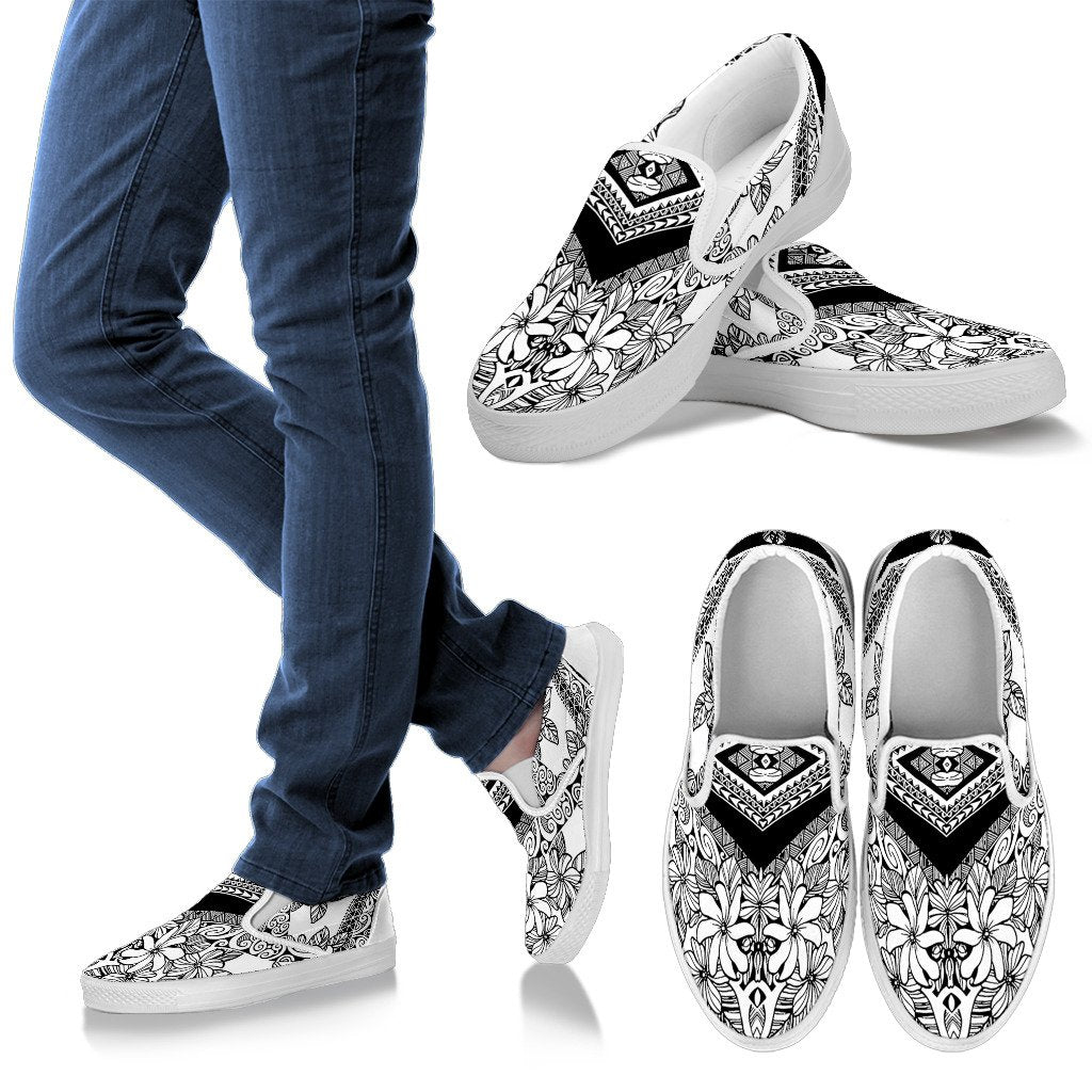 Polynesian Slip Ons 07 Women White - Polynesian Pride