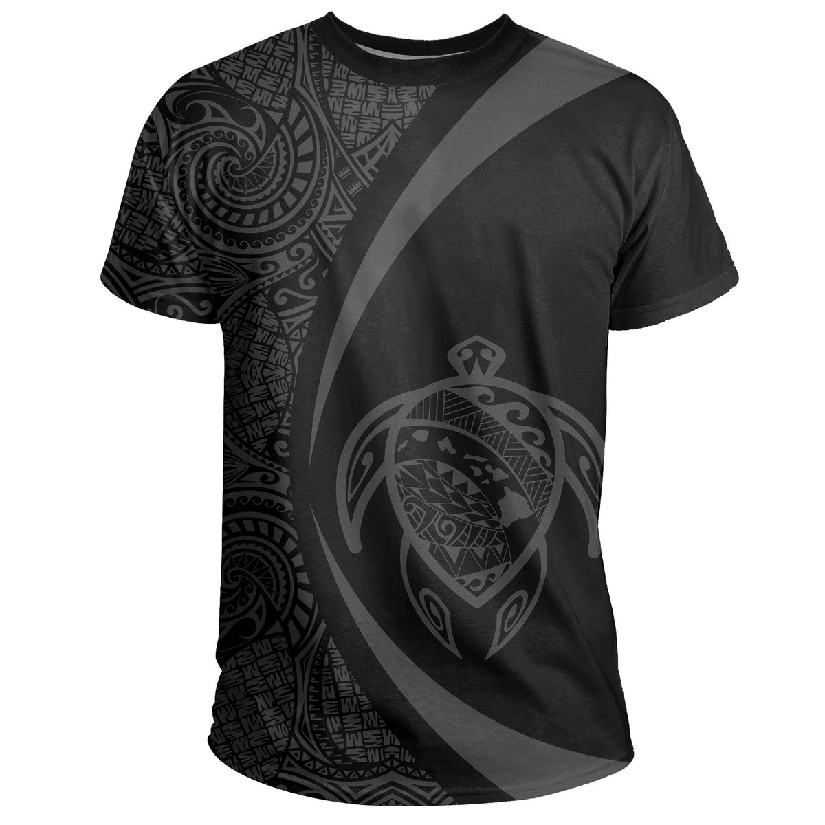 Hawaii Turtle Map Polynesian T-shirt - Gray - Circle Style - Polynesian Pride