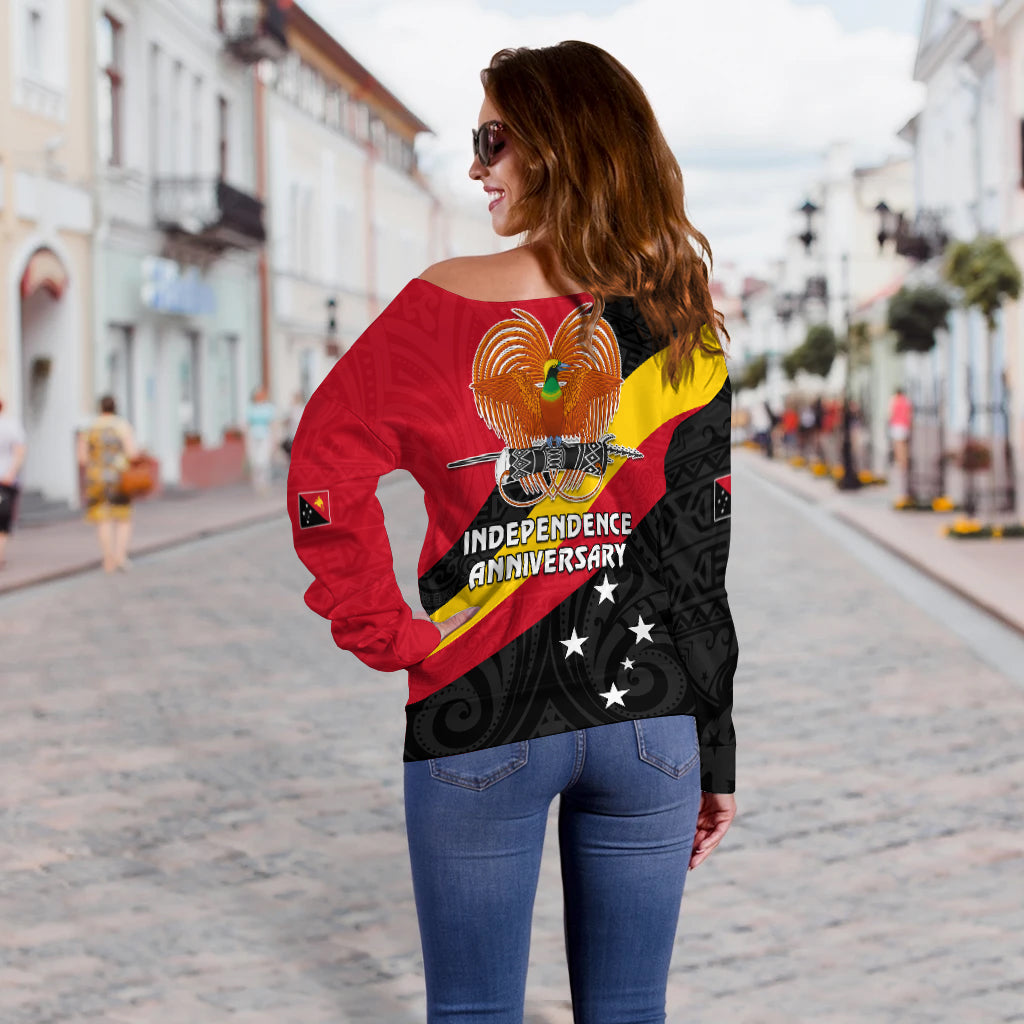 Papua New Guinea Off Shoulder Sweater Happy Independence Day LT13 - Polynesian Pride