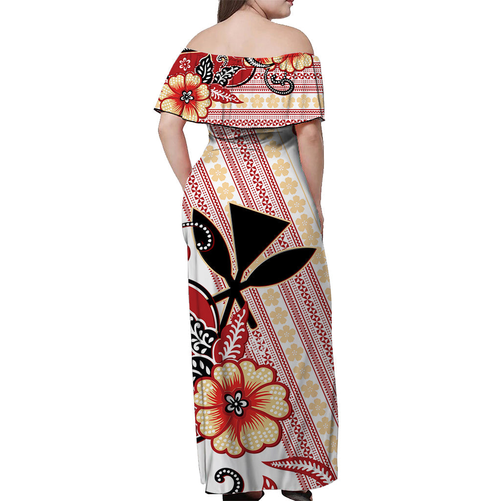 Hawaii Matching Dress and Hawaiian Shirt Kakau Tribal Red Batik Floral Ver.02 LT13 - Polynesian Pride