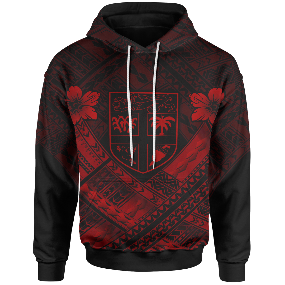 Fiji Polynesian Custom Hoodie Fiji Red Seal Camisole Hibiscus Style Unisex Red - Polynesian Pride