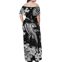 Hawaii Off Shoulder Long Dress Polynesia White Shark LT13 - Polynesian Pride