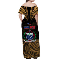 Custom Polynesian Couple Outfits Samoa Tatau Matching Dress and Hawaiian Shirt Gold Polynesian Proud Samoan LT13 - Polynesian Pride