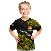 (Custom Personalised) Ribaberiki Kiribati Coat Of Arms Mix Yellow Polynesian Kid T Shirt LT14 Youth XL Size14 - Polynesian Pride
